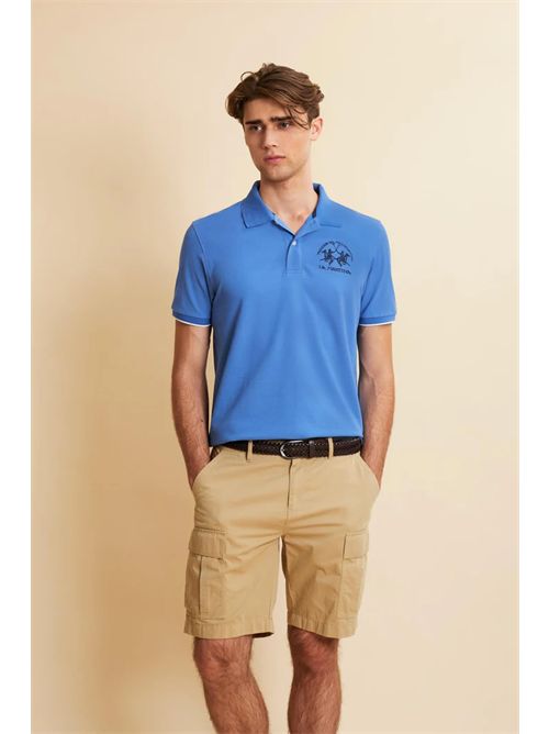 Polo uomo manica corta in piquet stretch con logo Iconic Team - Miguel LA MARTINA | MCP001PK001/07020
